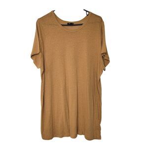 Torrid Women's Plus Size 3X Linen Blend Crew Neck Short Sleeve Top Relaxed Tan